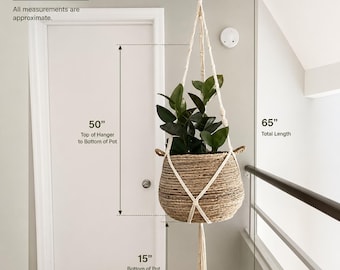 XXXL White Macrame Plant Hanger | Extra Large Hanging Planter Holder | 16-22 Inch Pot | Giant Indoor Plant Decor | Oversized Long Handmade