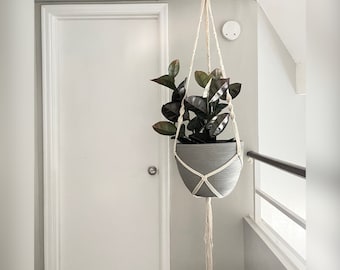 Giant XXL Macrame Plant Hanger - 9 to 16 inch pot -Black White Natural - Large Pot Planter Holder - Long Hanging Planter - Oversized - Huge