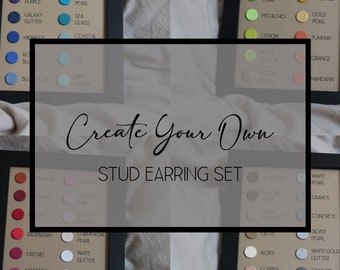 Stud Earrings Set | Polymer Clay | Statement | Modern Jewelry  | Everyday | Personalized | Custom | Create Your Own