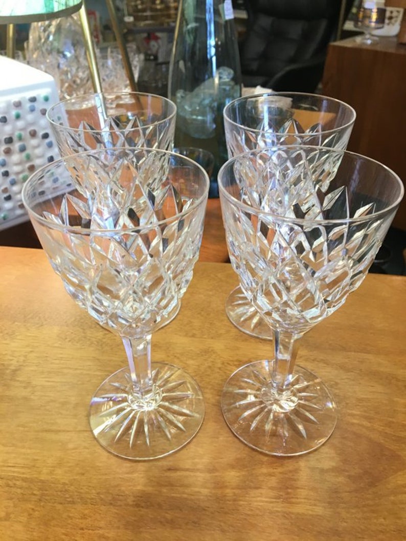 Kosta Boda Crystal Four Rut Majestic 5 5/8 Wine Goblets Excellent