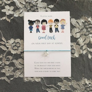 Good Luck First Day At School Wish Bracelet Gift Star Charm Bracelet