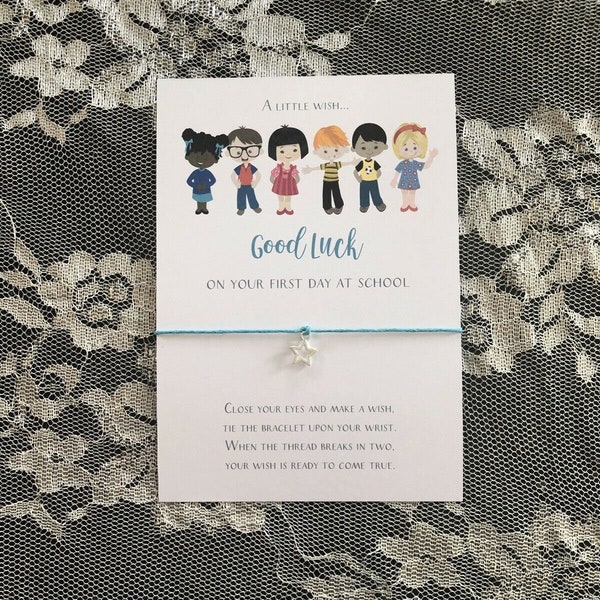 Good Luck First Day At School Wish Bracelet Gift Star Charm Bracelet