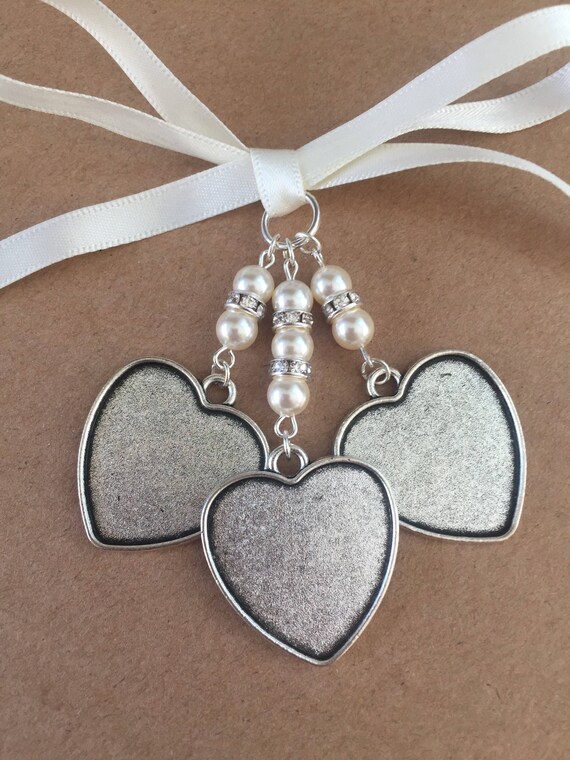 Bridal Bouquet Oval Photo Frame Memory Charm Wedding With Heart Swarovski Beads