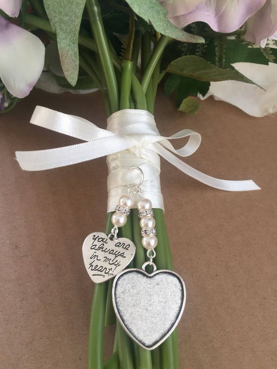 bridal flowers Double Frame Bouquet Memory Charm photo buttonhole memorial