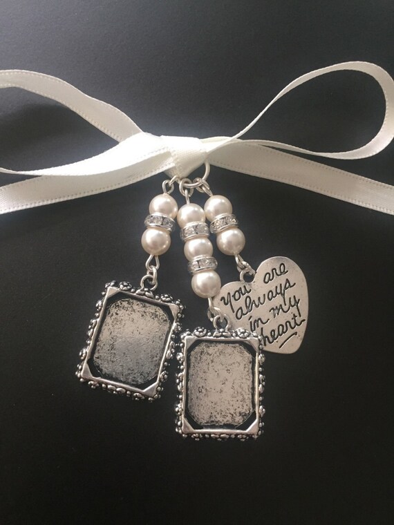 Bridal Bouquet Double Photo Frame And Heart Memory Charm