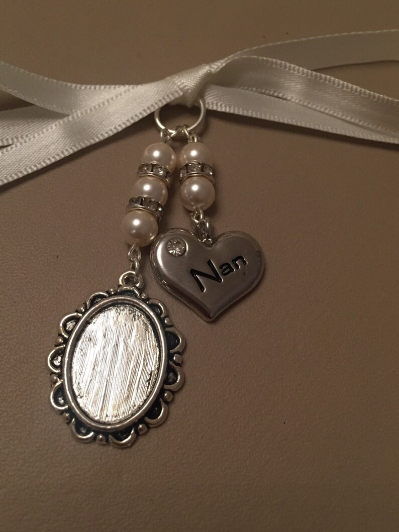 Bridal Bouquet Oval Photo Frame Memory Charm Wedding With Heart Swarovski Beads