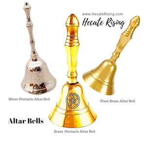 Pentacle Altar Bells --- Altar Bells ----Silver Bells----Brass Bells---Wiccan Altar Bells---Energy Cleansing Altar Bells