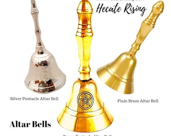 Pentacle Altar Bell - Brass or Silver,  Energy Cleansing Altar Bell