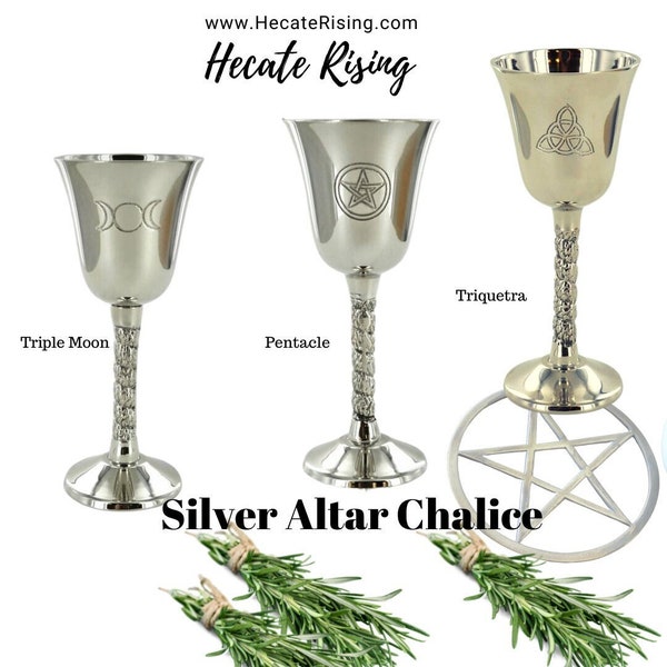 Silver Altar Chalices - Wiccan Chalice - Mini Chalices 4.5" tall