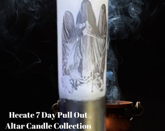 Hecate 7 Day Pull Out Candle Collection - Handmade Pull Out Candles with Jar Container - Hecate Altar Candles - HANDMADE CANDLES with Jar