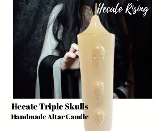 Handmade Hecate Triple Skulls Altar Candle