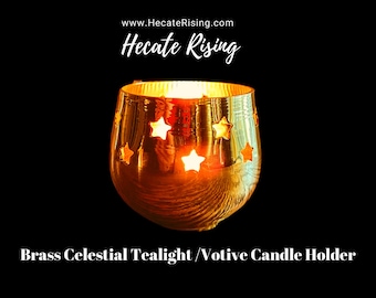 Brass Celestial Tea light / Votive Candle Holder