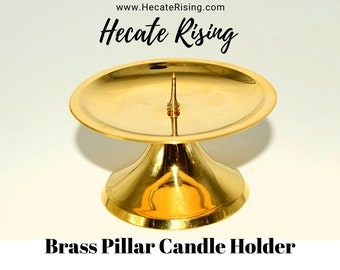 Brass Pillar Candle Holder ( With Spike on Base)