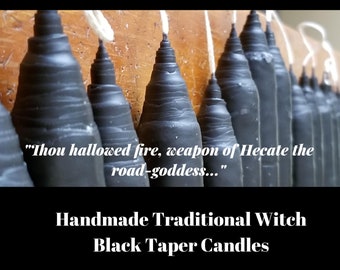 Handmade Black Taper Candles - Working Candles - Witch Candles - Hecate Altar Candles