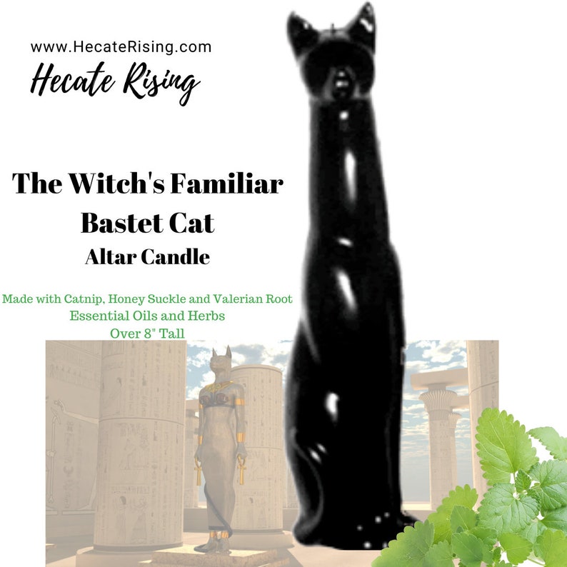 The Witch's Familiar Bastet Black Cat Over 8 inches Tall image 3