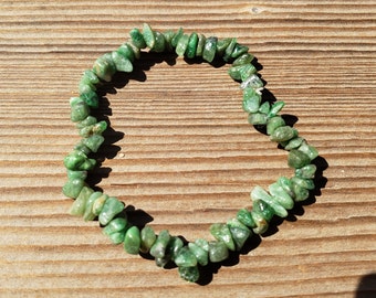 Abundance and Grounding Yoga Tsavorite Green Garnet Mala Bracelet and Bronzite natural gemstone crystal healing stretch Bracelet