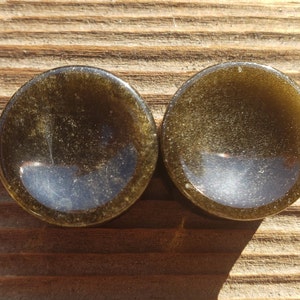 Pair of Real CONCAVE GOLD OBSIDIAN  Plugs Gauges Body Jewelry Double Flared - Pick Size