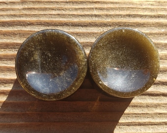 Pair of Real CONCAVE GOLD OBSIDIAN  Plugs Gauges Body Jewelry Double Flared - Pick Size