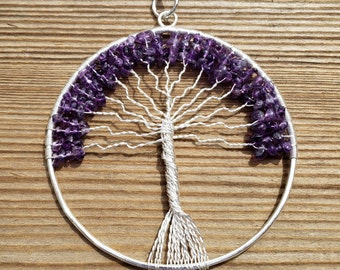Natural AMETHYST Tree Of Life Large Suncatcher Decoration Stone Gemstone