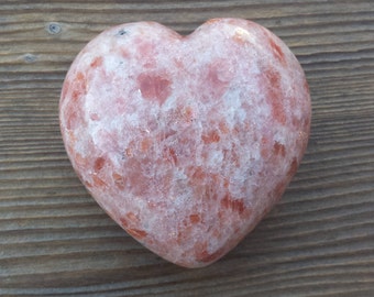 Large NATURAL SUNSTONE Gemstone Puffy Heart 60-70mm