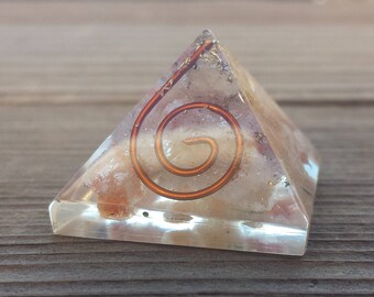 Small (25-30mm) SUNSTONE COIL Orgone Gemstone Pyramid Small Pyramid Orgone