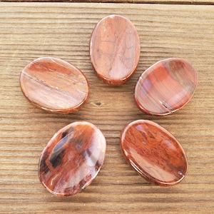 BOIS ROUGE PÉTRIFIÉ Worry Stone Pierre naturelle Pierre précieuse sculptée à la main Worry Stone