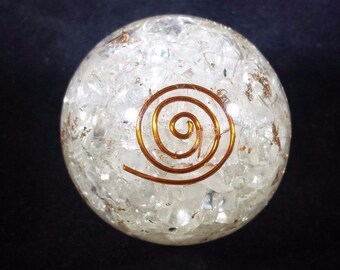 LARGE (60-70mm) CLEAR QUARTZ stone Orgone Gemstone Sphere Orgone Sphere