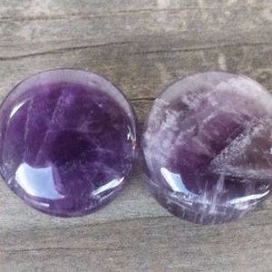Pair of Real AMETHYST Plugs Gauges Body Jewelry Double Flared - Pick Size