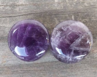 Pair of Real AMETHYST Plugs Gauges Body Jewelry Double Flared - Pick Size