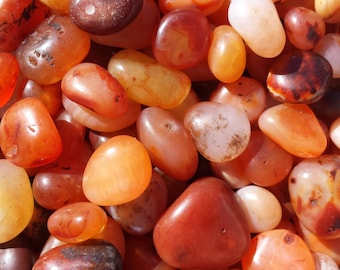 THREE (3) CARNELIAN TUMBLED Stones One Medium/Large Natural Tumble Stones