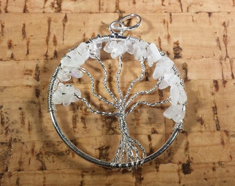RAINBOW MOONSTONE Tree Of Life Wire Wrapped Pendant Stone Natural Gemstone