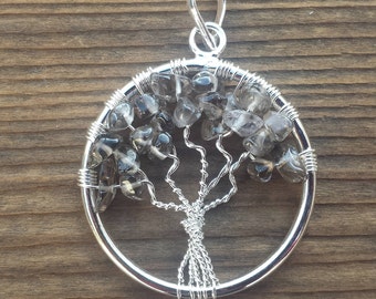 SMOKEY QUARTZ Tree Of Life Wire Wrapped Pendant Stone Natural Gemstone
