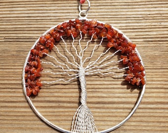 Natural CARNELIAN Tree Of Life Large Suncatcher Decoration Stone Gemstone
