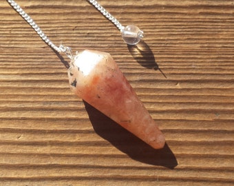 SUNSTONE Natural Stone Gemstone Faceted Pendulum