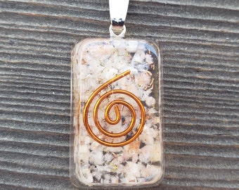 ORGONE SUNSTONE Gemstone Rectangle Pendant Orgone (One)