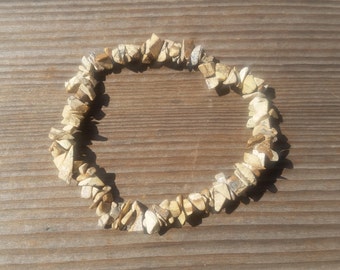 PICTURE JASPER Natural Stone Gemstone Stretchy Chip Bracelet