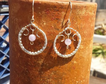 WIRE WRAPPED EARRINGS Amethyst in Silver Handmade