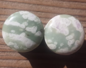 RARE! Pair of Real PEACE JADE Plugs Gauges Body Jewelry Double Flared - Pick Size