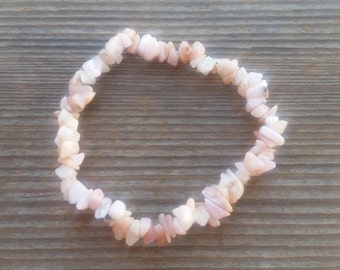 PINK OPAL Natural Stone Gemstone Stretchy Chip Bracelet