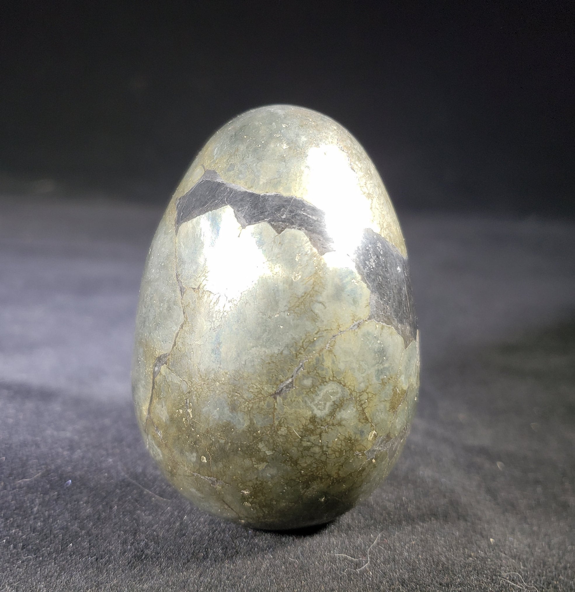 PYRITE EGG Natural Stone Hand Carved Gemstone Egg