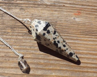 DALMATIAN JASPER Natural Stone Gemstone Faceted Pendulum