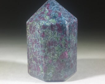 NATURAL RUBY In KYANITE Carved Faceted Point Gemstone Crystal Point