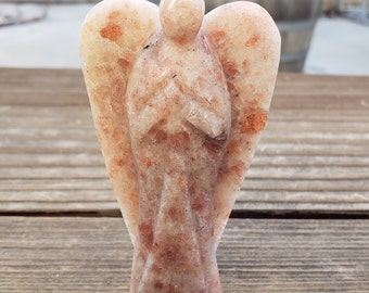 3" SUNSTONE ANGEL Natural Handcarved Stone Gemstone