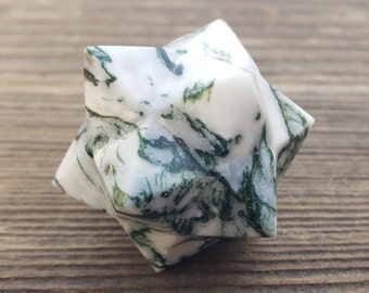 LARGE 12 Point GEMSTONE MERKABA Star Natural Tree Agate  (One)