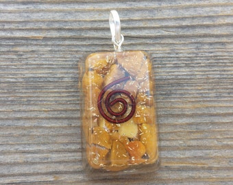 ORGONE YELLOW JASPER Gemstone Rectangle Pendant Orgone (One)