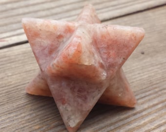 Large (50mm) SUNSTONE Natural Gemstone Merkaba Star (One)