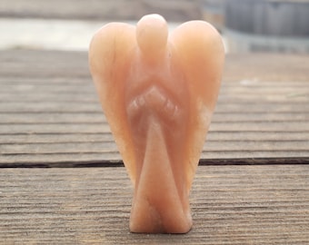 2" PEACH AVENTURINE ANGEL Natural Handcarved Stone Gemstone