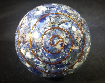 LARGE (60-70mm) SODALITE stone Orgone Gemstone Sphere Orgone Sphere