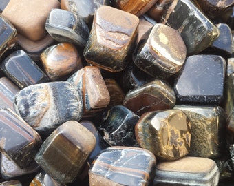 Three (3) BLUE TIGER EYE Tumbled Stones Medium Natural Tumble Stones