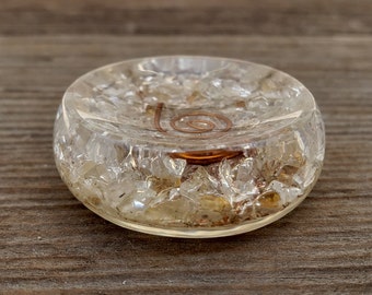 ORGONE CITRINE Gemsone Sphere Stand And Worry Stone